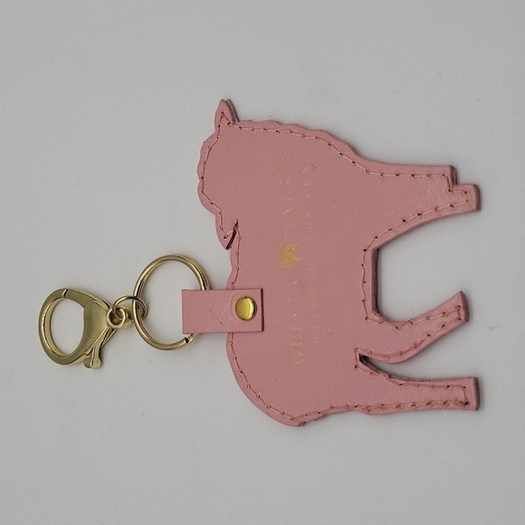 1976- Handmade Sheep Key Chain Genuine Leather Pink Color NWT - Picture 2 of 4